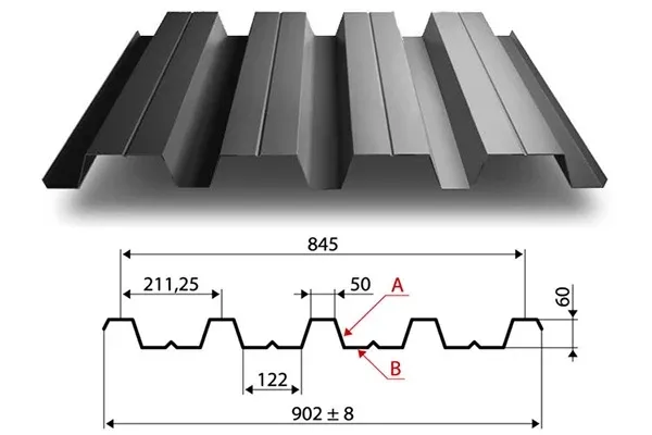 Профнастил Н60 оцинкованный 0,90 мм