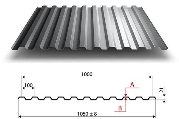 Профнастил C21 окрашенный 0,45 мм (некондиция)