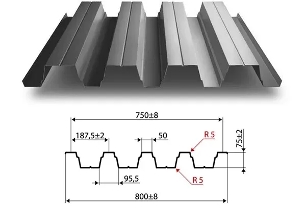 Профнастил Н75 окрашенный 0,80 мм (некондиция)