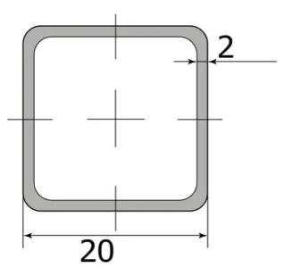 Труба профильная 20*20*2.0 (6,0м) ( некондиция )