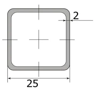 Труба профильная 25*25*2.0 (6,0м) ( некондиция )