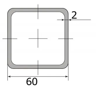 Труба профильная 60*60*2,0 (6,0 м) ( некондиция )