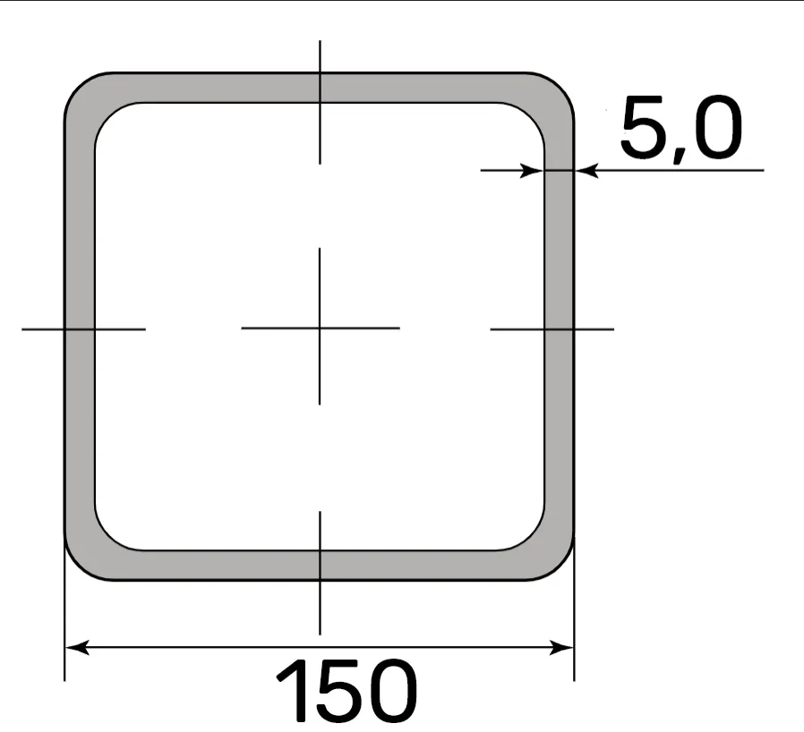 Труба профильная 150*150*5,0 (12 м) ( некондиция )